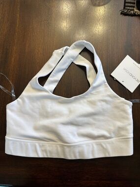 Beyond Yoga White Cross-Back Sports Bra